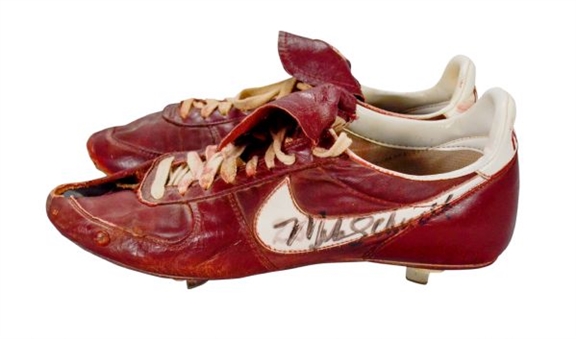 Pair of Mike Schmidt 1980’s Signed and Game-Used Nike Cleats 